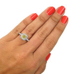 Fancy Yellow Diamond Halo Engagement Ring with 1 1/2ct TDW in Yaffie White Gold