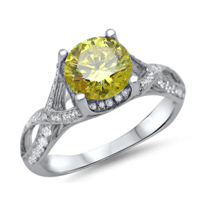 Yellow Canary Diamond 1.5ct Engagement Ring in White Gold by Yaffie