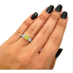 Canary Yellow and White Diamond Three-stone Engagement Ring in Yaffie White Gold (1 4/5 ct)
