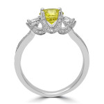 Canary Yellow and White Diamond Three-stone Engagement Ring in Yaffie White Gold (1 4/5 ct)