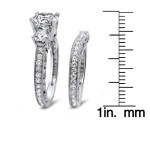 White Gold 3-Stone Diamond Engagement Ring Set with 2 1/4 Carat TDW Round Diamonds by Yaffie