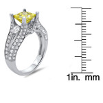 Sparkling Yaffie Canary Yellow Princess-cut Diamond Ring in White Gold with 2ct TDW
