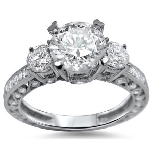 2 ct TDW White Gold 3-Stone Round Diamond Engagement Ring by Yaffie