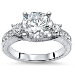Shine in Style with Yaffie 3 Stone Moissanite Engagement Ring in White Gold - featuring 2 1/3ct TGW Diamond-like Brilliance