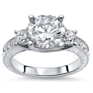 Shine in Style with Yaffie 3 Stone Moissanite Engagement Ring in White Gold - featuring 2 1/3ct TGW Diamond-like Brilliance