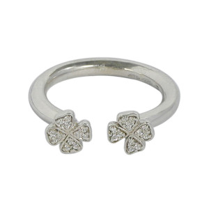 Forever Brilliant Moissanite Double Shamrock Ring in Yaffie Platinum