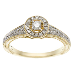 Sparkling Yaffie Gold Diamond Engagement Ring with 1/4ct Total Diamond Weight