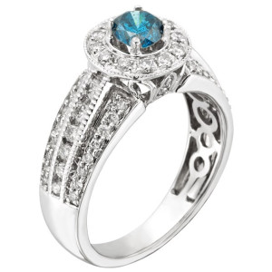 Blue Diamond Engagement Ring - Yaffie Gold with 1ct TDW and IGL Certification of Prong-Setting