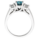 Certified IGL Yaffie Gold Ring with Three Blue and White Diamonds, Totaling 1ct TDW