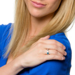 Certified IGL Yaffie Gold Ring with Three Blue and White Diamonds, Totaling 1ct TDW