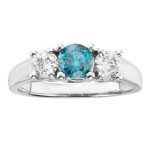Certified IGL Yaffie Gold Ring with Three Blue and White Diamonds, Totaling 1ct TDW