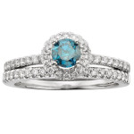 Say 'I Do' in Style with Yaffie Certified Blue Diamond Halo Bridal Set