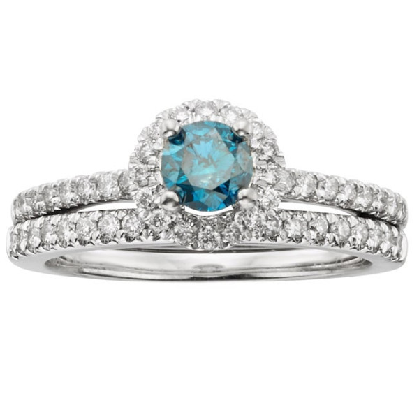 Say 'I Do' in Style with Yaffie Certified Blue Diamond Halo Bridal Set