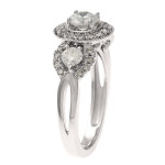Vintage 3-stone Diamond Ring with 1ct TDW White Gold by Yaffie, Certified by IGL