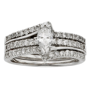 Marquise Diamond Bridal Set with 1ct TDW in Yaffie White Gold
