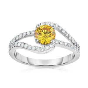 Swirl-Inspired Lab-Grown Diamond Ring with 1 1/10ct TDW in White Gold by Yaffie