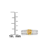 Fancy Yellow Radiant-cut Lab-grown Diamond Ring by Yaffie: 2 1/4ct TDW in White Gold