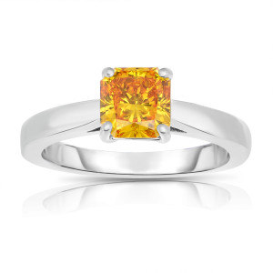 Radiant-Cut Lab-Grown Diamond Ring with 1 3/8 ct Total Weight in Yaffie White Gold Solitaire