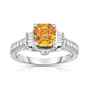 Elevate your elegance with Yaffie 14kt WG 2ct TDW Radiant Cut 3-sided Lab Diamond Ring.