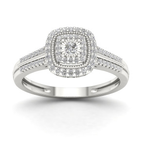 Elegant Yaffie Sterling Silver Ring with Shimmering 1/5ct TDW Diamond Cluster