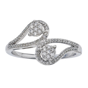 Diamond Promise Ring with Two Sterling Silver Stones by Yaffie - 1/5ct TDW