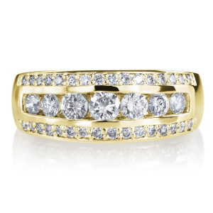 Golden Yaffie Ring: 1ct Diamond in 3 Rows for Your Wedding