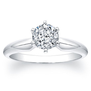 Certified 1ct TDW Diamond Engagement Solitaire Ring in Yaffie White Gold