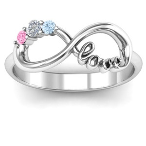 Yaffie ™ Custom Made Birthstone Infinity Love Ring - Personalised and Customised Promise Ring