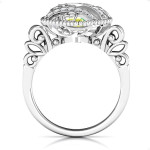 Yaffie ™ Custom-Made Personalised Ring - Sparkling Diamond Hearts in Caged Hearts Design with Butterfly Wings Band