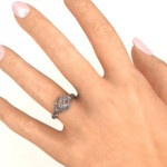 Yaffie ™ Custom Made Personalised Heart Cutout Petite Caged Hearts Ring - Featuring Classic Engravings Band
