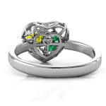 Yaffie ™ Custom Made Petite Caged Hearts Ring with Classic Band - Personalised and Encased in Love