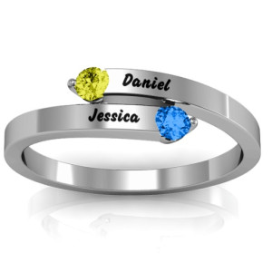 Yaffie ™ Personalised Bypass Ring with Tipped Soleil - Handcrafted to Order