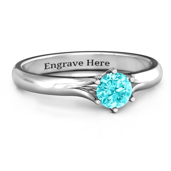 Yaffie ™ Customised 6 Prong Solitaire Ring with Personalization
