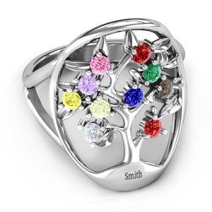 Yaffie ™ Customisable Oval Family Tree Ring - Personalised to Perfection