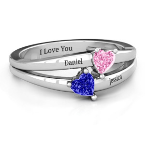 Yaffie ™ Customised Twin Hearts Ring for a Personal Touch