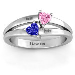 Yaffie ™ Customised Twin Hearts Ring for a Personal Touch