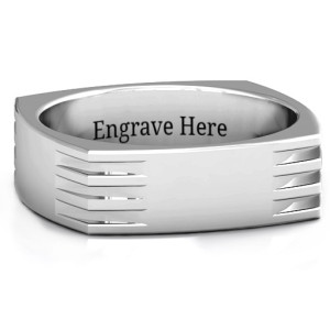 Yaffie™ Custom Made Personalised Aero Grooved Square Shaped Men Ring