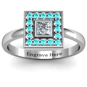 Yaffie ™ Customises Personalised Bezel Ring with Princess Stone and Channel Accents for Optimal Style