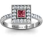 Yaffie ™ Custom-Made Personalised Ring with Channel Accents and Princess Stone Bezel