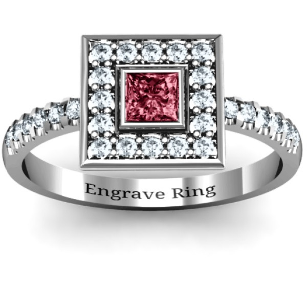 Yaffie ™ Custom-Made Personalised Ring with Channel Accents and Princess Stone Bezel
