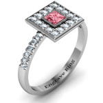 Yaffie ™ Custom-Made Personalised Ring with Channel Accents and Princess Stone Bezel