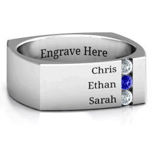 Yaffie™ Custom Personalised Gemstone Ring for Men - Square Shape and Cache Design