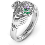 Yaffie™ Custom Made Personalised Caged Hearts Celtic Claddagh Ring