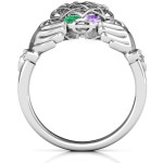 Yaffie™ Custom Made Personalised Caged Hearts Celtic Claddagh Ring