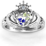 Yaffie ™ Custom Made Personalised Claddagh Ring with Caged Hearts
