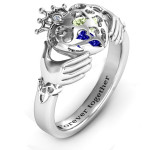 Yaffie ™ Custom Made Personalised Claddagh Ring with Caged Hearts