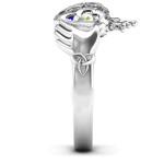 Yaffie ™ Custom Made Personalised Claddagh Ring with Caged Hearts