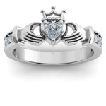 Yaffie™ Custom-made Personalised Claddagh Heart Cut Ring with Stunning Accents