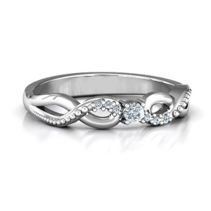Yaffie ™ Custom-Made Personalised Infinity Band Solitaire Ring with Dazzling Sparkle - Classic Design