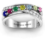 Yaffie ™ Custom Made Personalised Multi Band Ring with Crossover Accent